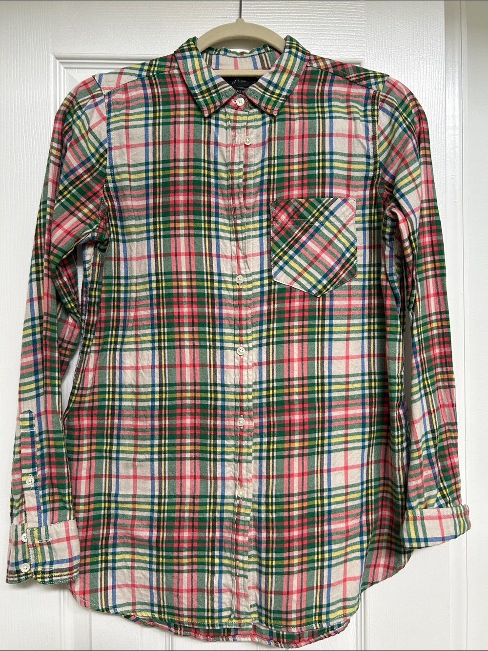 J. Crew Plaid Button-Down Shirt in Red, Green & Blue
